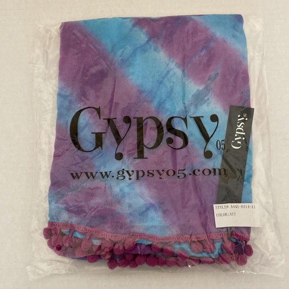 GIPSY 05 Sand Purple/Blue Tie Dyed Sarong Coverup Scarf - Picture 3 of 7